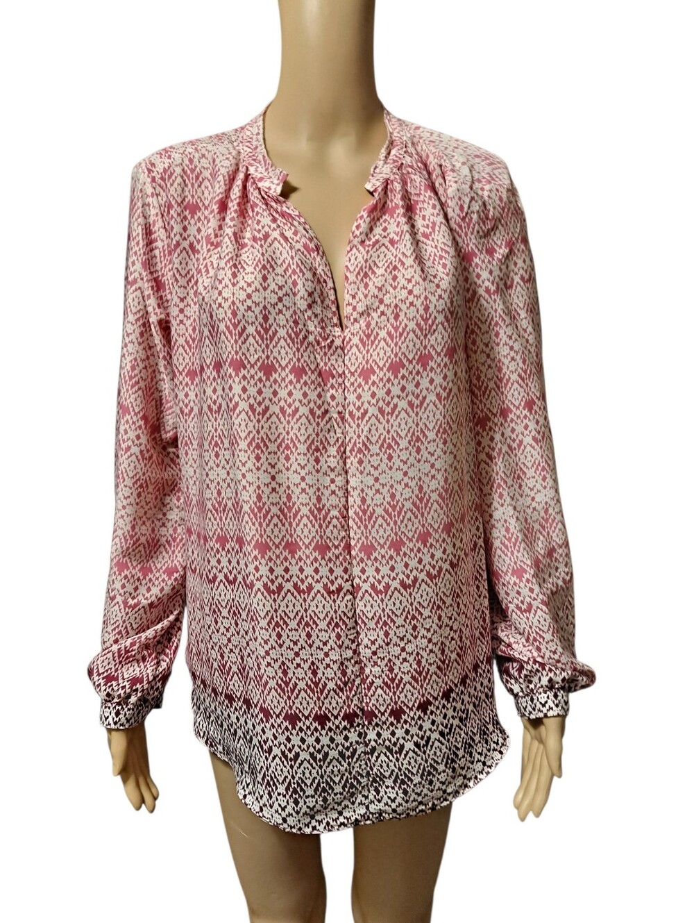 GAP Pink Hombre Geometric Patterned Lightweight Long-Sleeve Blouse